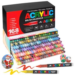 Amamao 168 Colors Acrylic Paint Markers Soft Brush Tip Paint Pens and Paint