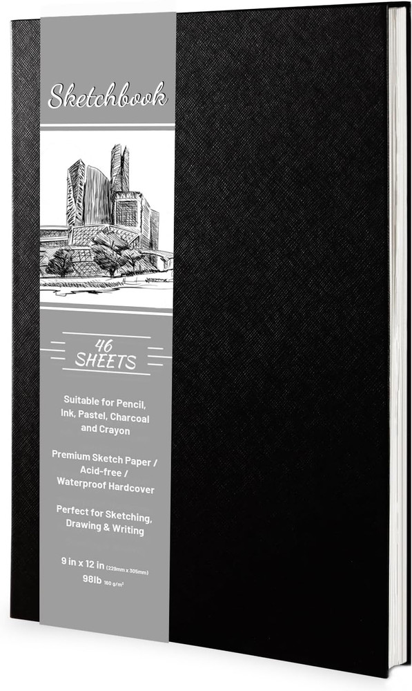 9×12 Hardcover Sketchbook 160GSM 46 Sheets 92 Pages Acid Free Drawing Pad