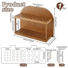 PH PandaHall Paint Brush Holder with 39 Slots Wooden Paint Brush Organizer Pa…