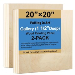 Falling in Art 2 Pack Unfinished Wooden Canvas Panels, 20*20 2 Pack, Natural