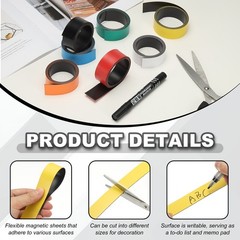 Dry Erase Strips Magnetic, 3 Pack Refrigerator Magnets Strip Label, Black