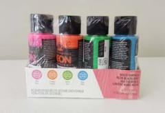 Lot of 4 FolkArt Neon Acrylic Paint Set @2oz per bottle New Sealed!