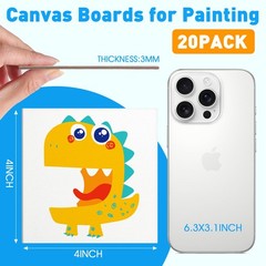 FUMILE 4×4 Mini Canvas for Painting, 20 Pack Small Canvases 4x4in, white