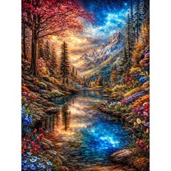 Beautiful Landscape Diamond Art Kit – Mountain 5D Diamond Painting for Adults, I