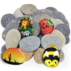 25 Pcs 2″-3″ Flat Painting Rocks Smooth Kindness Rocks for Arts Crafts Painting