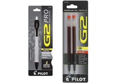 Pilot G2 Pro Gel Pen 0.7mm 1/PK Silver w/2-Red Ink Refills Office School Home