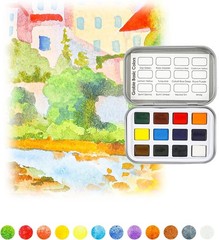 Compact 12-Color Watercolor Set – Ideal for Beginners & Passionate Hobbyists