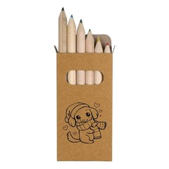 6 x ‘Cute Christmas Dachshund with Hearts’ Short Colour Pencils (PE00086690)