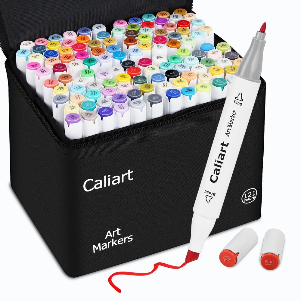 Caliart 121 Colors Alcohol Based Markers, 1 Count (Pack of 121), 121