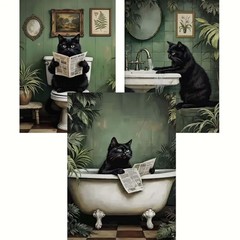 Animal Cat Diamond Painting Kits for Adults-3 Pack Black Cat 5D Diamond Art Kits