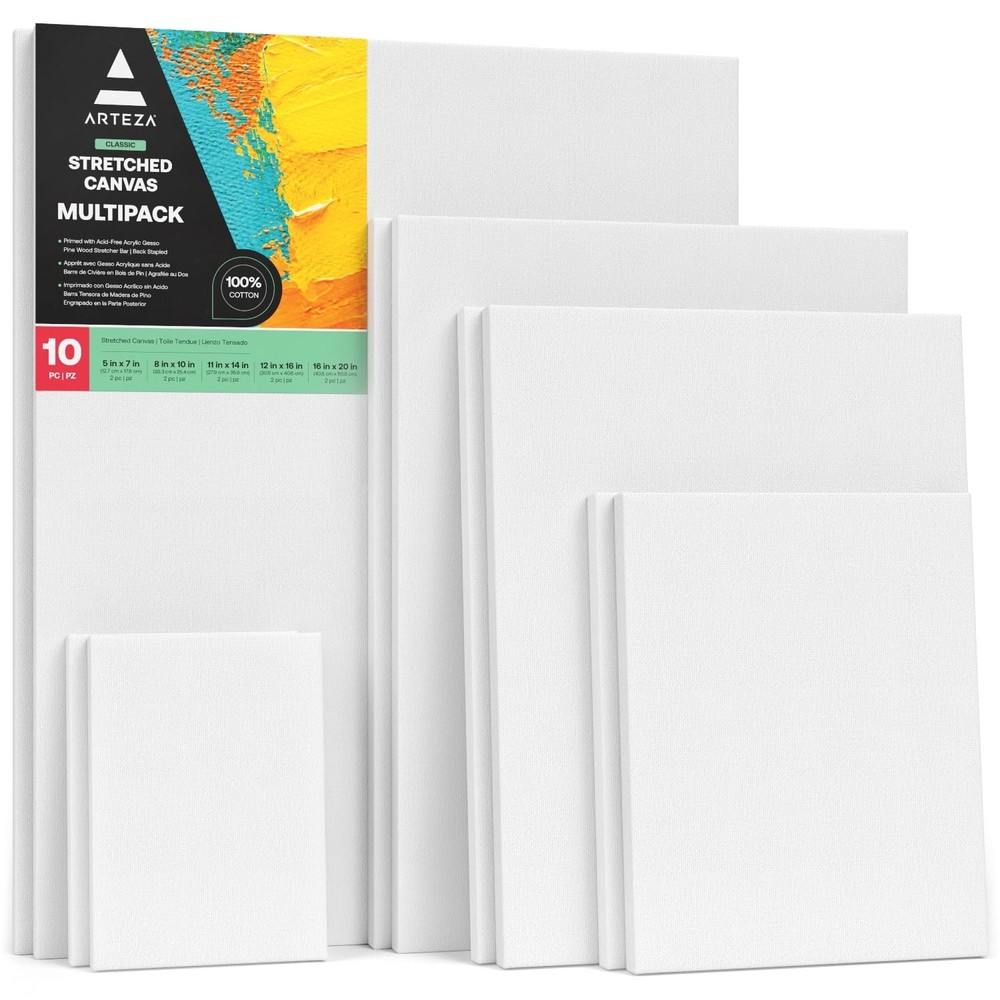 Stretched Canvas 5 X 7 8 X 10 11 X 14 12 X 16 16 X 20 Inches Multipack Of 10 Bla