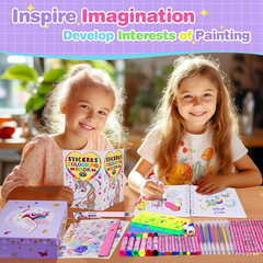 Art Supplies for Kids,66Pcs Drawing Kits with Unicorn Storage Case for Girls Age