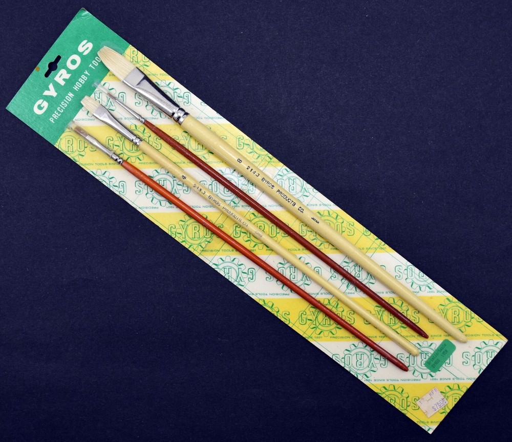 Vintage Artist Hobby Paint Sable Brushes Gyros Product Co #4-213J #8-214J 1950