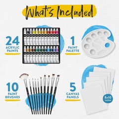 Chalkola 40 Acrylic Paint Set for Adults 40 Pcs Set, Mixed