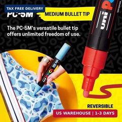 Posca Paint Markers, 5M Medium Acrylic Markers with Reversible Tips, Artist Reco