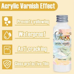 Gloss Varnish for Acrylic Painting，100ml Acrylic Varnish Gloss，Clear Varnish …