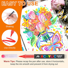 240 Colors Acrylic Paint Markers, Acrylic Paint Pens with Direct-Liquid Ink C…
