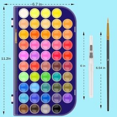Paint Set, 48 Colors Non-toxic Watercolor Paint with a Brush Blue box