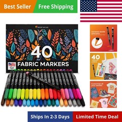 40 Fabric Markers Pens Set – Non Toxic, Indelible and Permanent Fabric Paint …