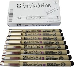 Sakura Pigma Micron pen 08 Black felt tip artist 1 Count (Pack of 8),