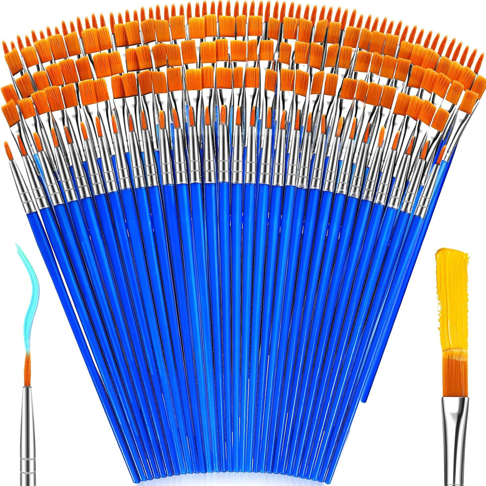 162 Pinceles de Pintura Kit Punta Plana Y Redonda Para Acrilico Oleo Acuarela