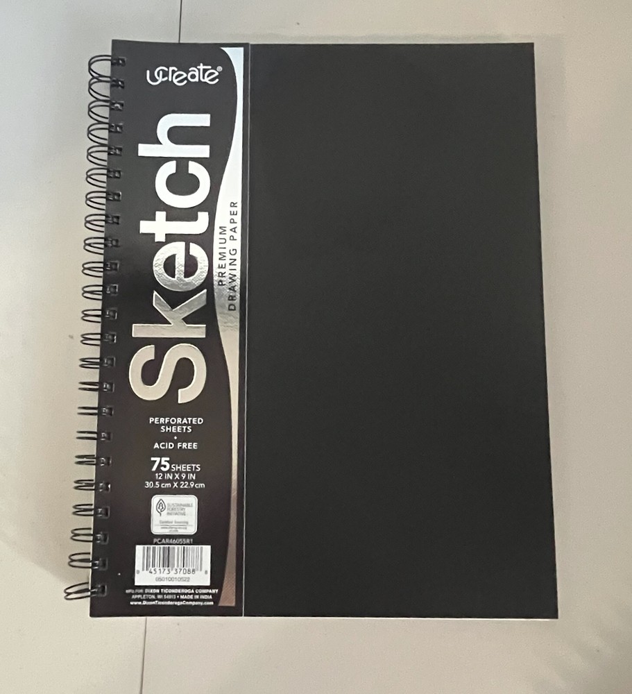 UCreate Poly Cover Sketch Book, Heavyweight, 9″ x 12″, Black, 75 Sheets