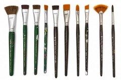 Donna Dewberry One Stroke Paint Brush Lot of 10 Flats Fan Liner Angled Plaid