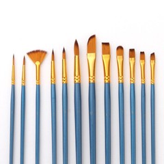 Sturdy Construction Paint Brush Set 12Pcs for Oil Acrylic Painting Watercolor