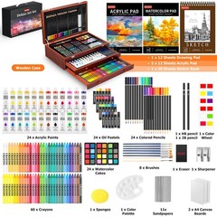 Art Supplies, 192-Pack Deluxe Art Set Drawing Painting Supplies Kit with Acry…