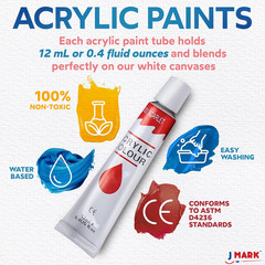 Painting Kit Includes Acrylic Paint Set, 8 X 10 In. Canvases, Brushes, Palette a