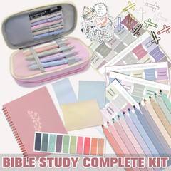 Bible Study Supplies Kit for Women – Pink Bible Cover, Notebook, Tabs, Highli…