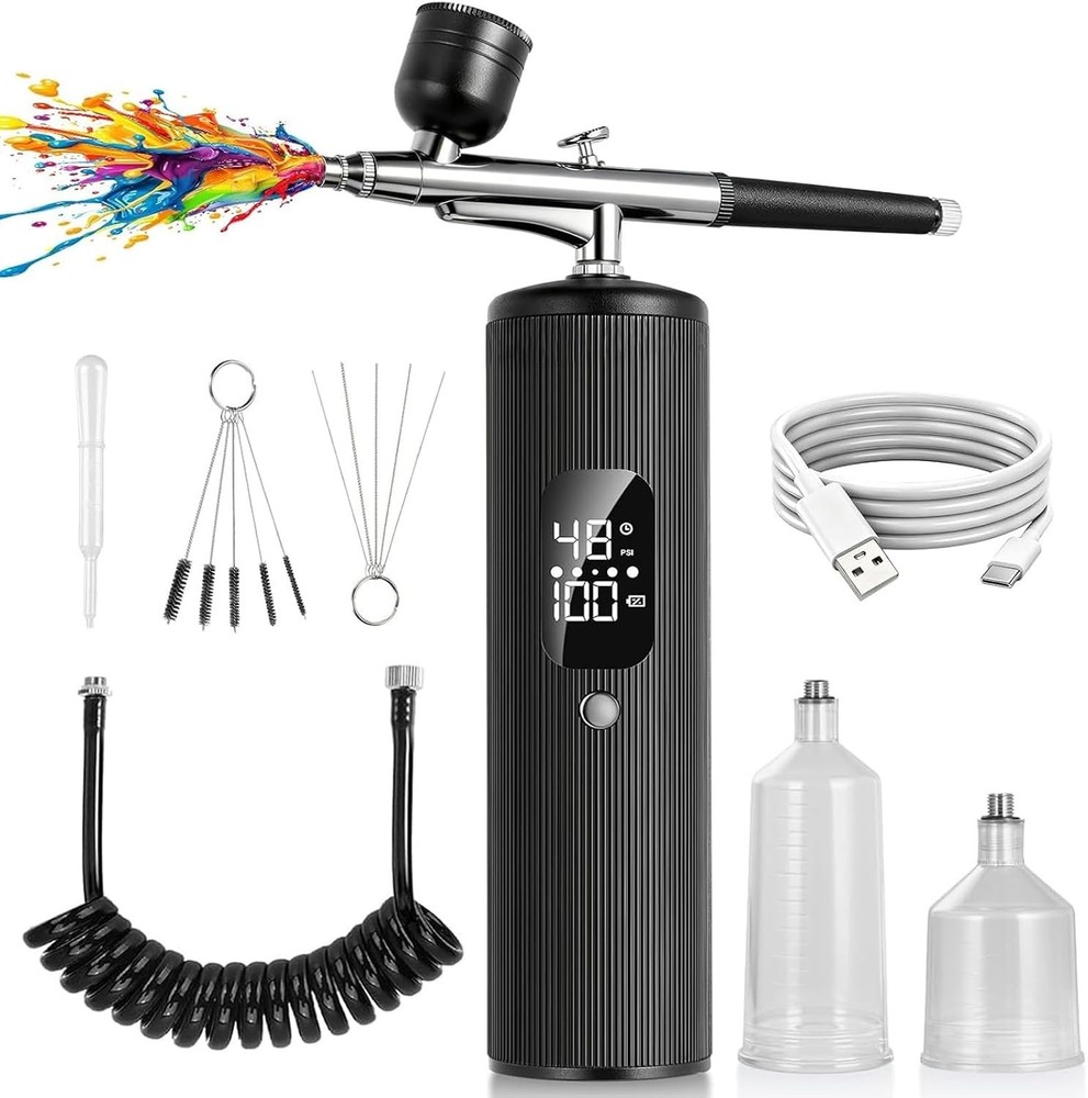 Teodute Cordless Nail Airbrush Kit 48PSI Rechargeable Portable Compressor