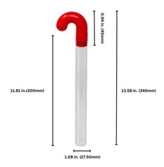 Empty Clear Plastic Holiday Candy Cane Tub w/ Red Topper-1.08×11.5in w/ Sticker