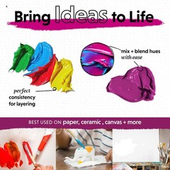 Acrylic Paint Set for Adults and Artists – 24 Pack of 12mL Paints with 3 Art …