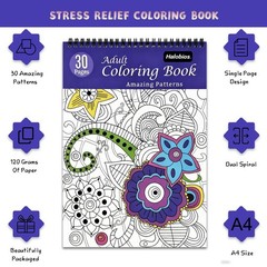 Adult Coloring Book Set with 36 Dual-Tip Markers, 30 Patterns Spiral Bound Co…