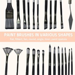 25pcs Paint Brush Set, Professional Artist Paint Brushes for Acrylic Painting…