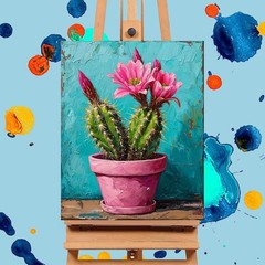 Easy Cactus Paint by Numbers Kit for Adults Beginners DIY Canvas Art Gift Set