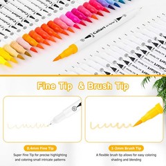 72 Colors Dual Tip Art Markers Fine Brush Pens for Adult Coloring Drawing