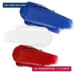 BOBISUKA Red White Blue Face Paint Stick Set with 3 Glitter Star Sticker Sheets,