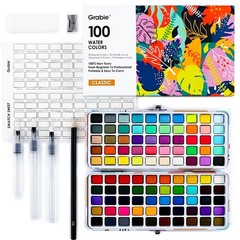 Grabie 100 Colors Watercolor Paint Set – 50 Regular, 35 Metallic, 10 Macaron and