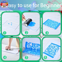 Reusable Gel Printing Plate Kit- 8″ X 10″ Gel Plate with Acrylic Paint, Printing