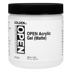 GOLDEN OPEN Slow-Drying Acrylic Gel, Matte, 8 fl oz. Jar, Pro Medium, Paint