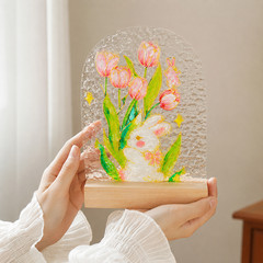 DIY Glass Painting Kit for Kids, Floral Acrylic Panel 15x22cm, Stained Glass