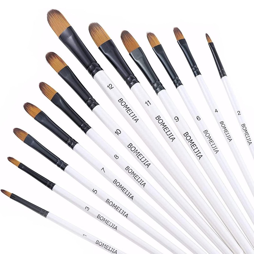 GETHPEN Filbert Paint Model 1# 2# 3# 4# 5# 6# 7# 8# 9# 10# 11# 12#,, White