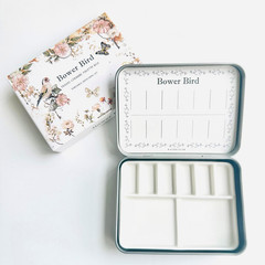 Portable Ceramic Travel Watercolor Palette with 6 Wells and Metal Box