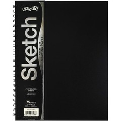 Heavyweight Sketch Book 9″ x 12″, Black, 75 Sheets