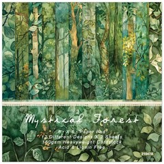 Scrapbook Paper Pad – 6×6 inch Green Forest Patterned Decorative Craft