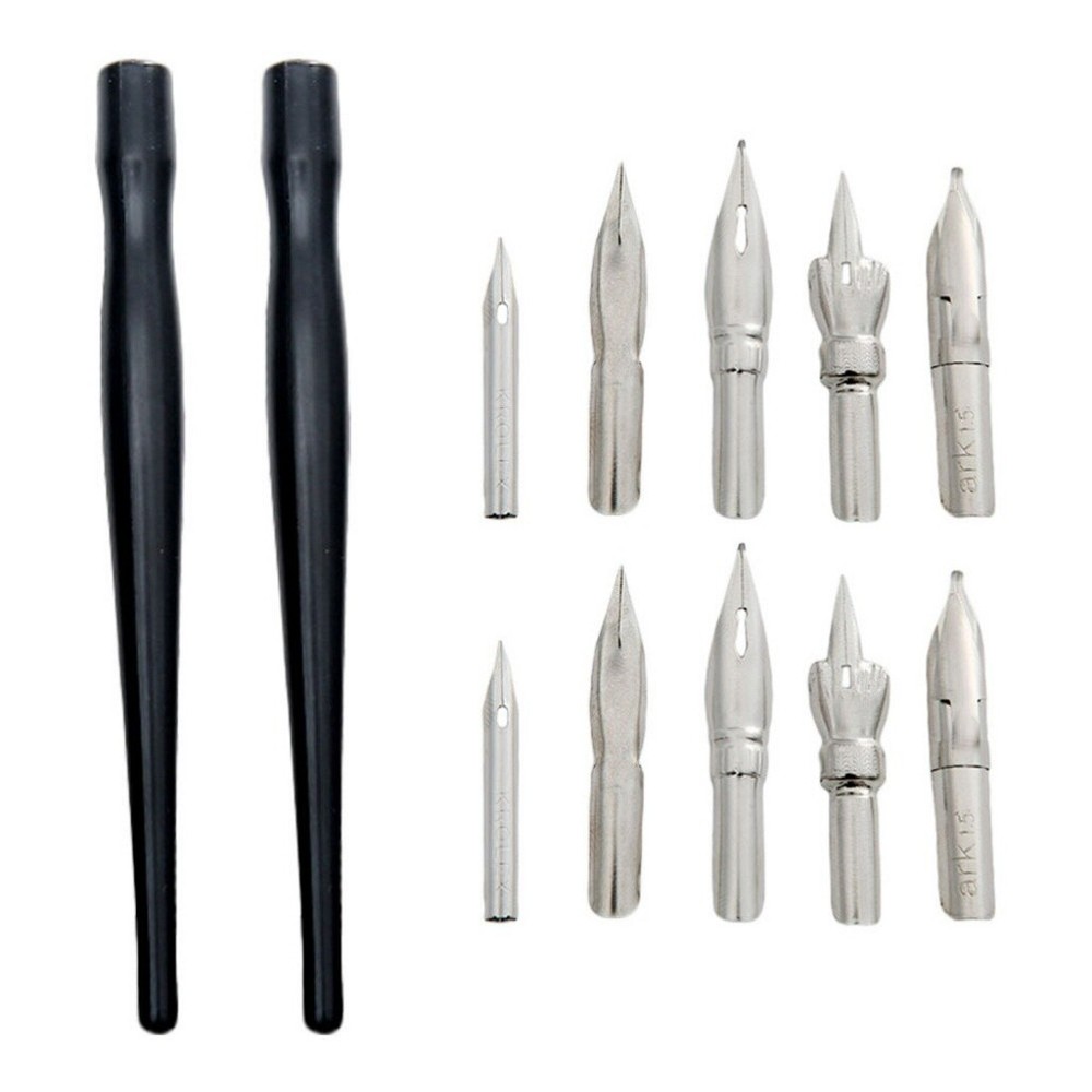 2 Sets/12PCS Comic Pen Holders and Dips Students Art Drawing Writing Pen Suit