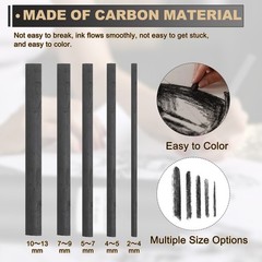 Willow Charcoal Sticks, 10-13mm Willow Charcoal Pencils(Black, Pack of 4)
