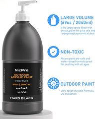 Black Large Outdoor Acrylic Paint Set (69 Oz, 2040 Ml) Rich Art Painting Supplie